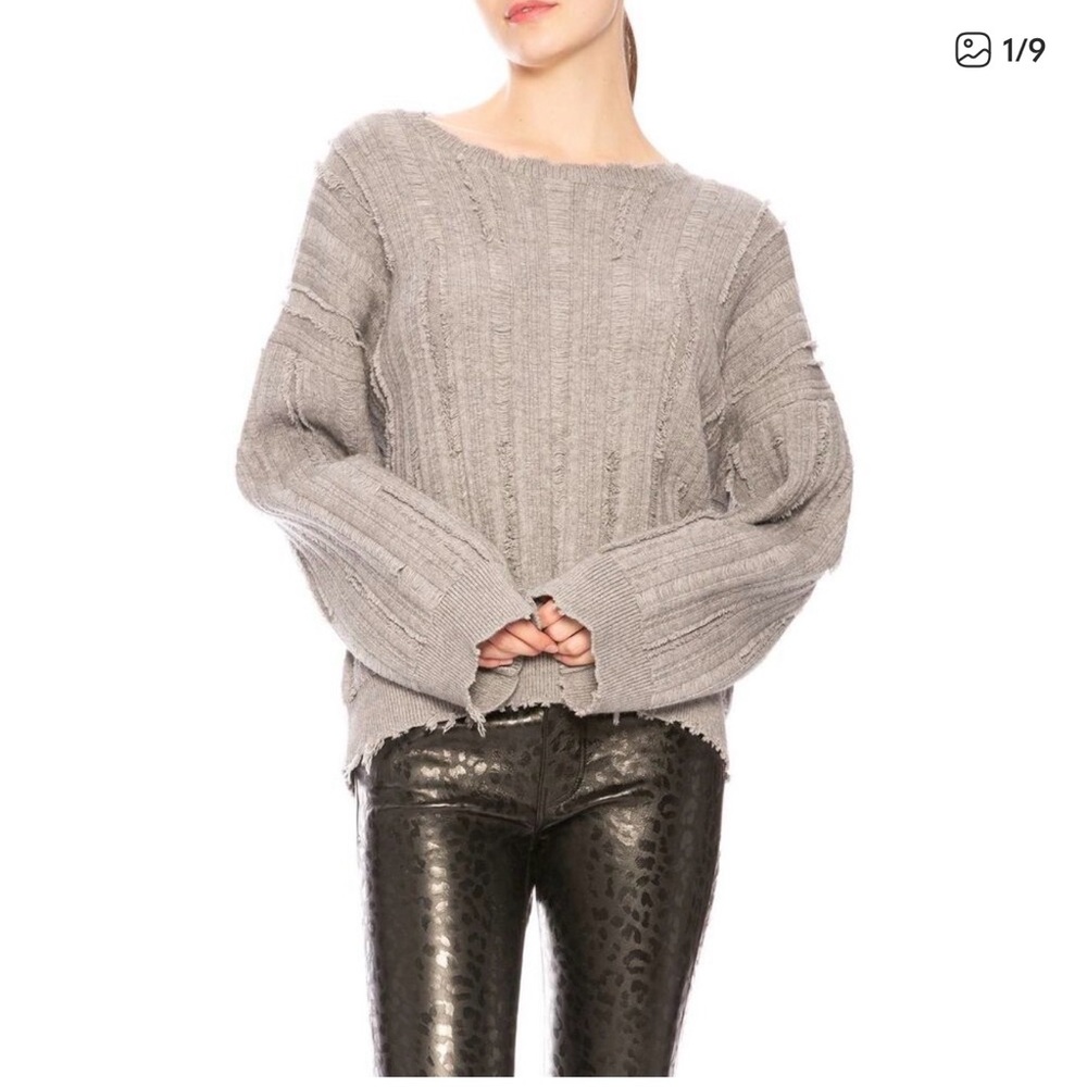 RTA womens emmet distrased sweater GREY